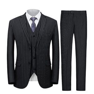 Men’s Mage Male 3 Piece Slim Fit Black Pinstripe Suit Size M NWT